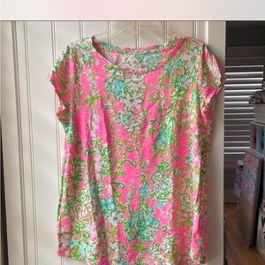 Lilly Pulitzer Bright Pink Floral Short-Sleeve Top | Size XS 💓